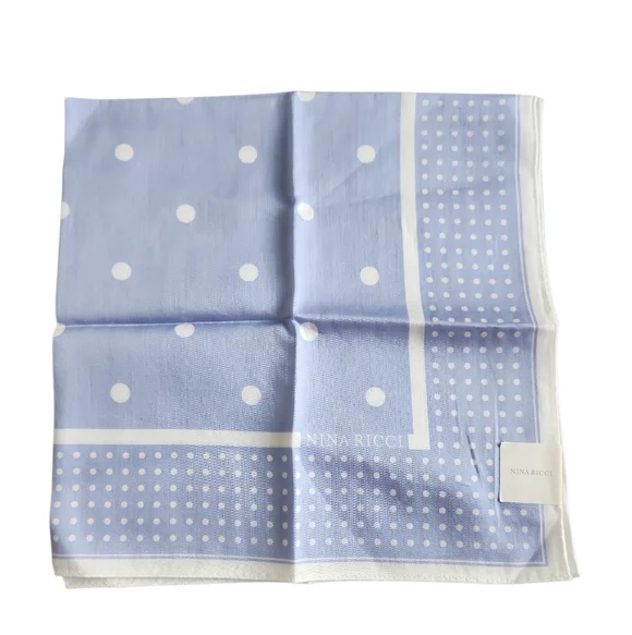 Nina Ricci Light Blue Polka Dot Handkerchief - Picture 6 of 6